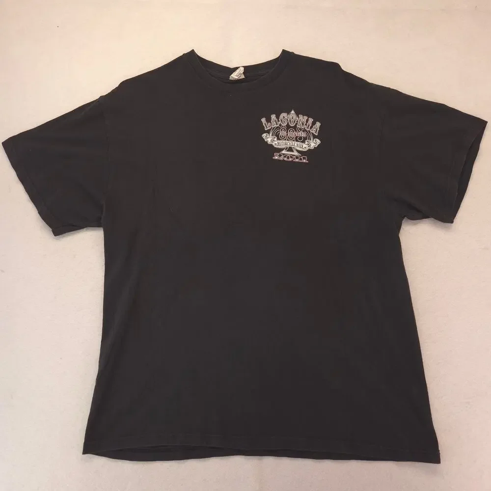 Laconia 88th  Motorcycles Week 2011 Crew Neck Graphic T-Shirt Mens Size XL Black